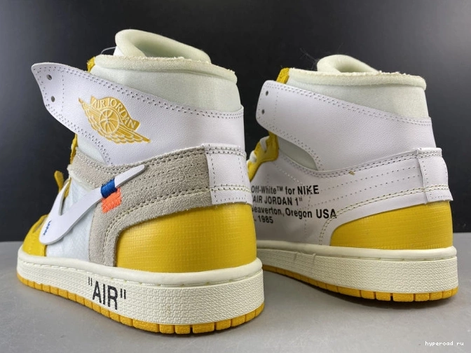 NRG Air Dark Yellow-Cone 1 Off-White AQ0818-149 Powder Jordan White x 1019